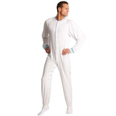 White Terry Cloth Adult Footed Pajamas - TERRY