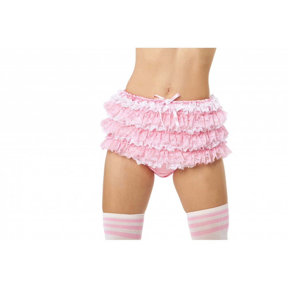 BABY PINK with WHITE frills PVC Plastic Pants Adult DIAPER NAPPY